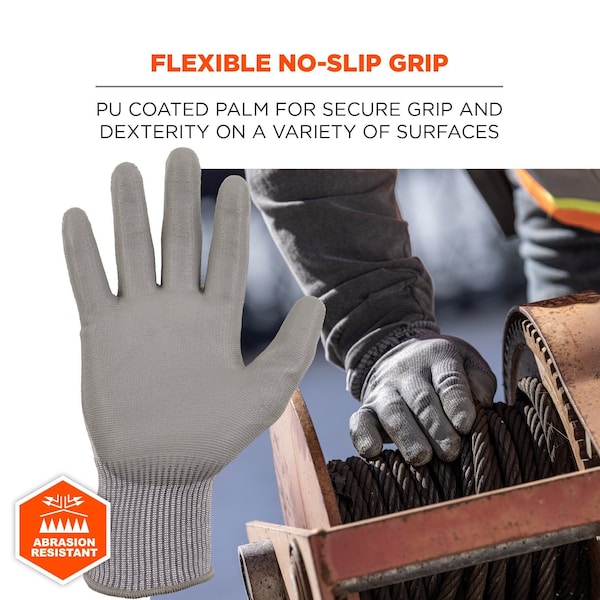 ANSI A2 PU Coated CR Gloves, Gray, Size XXL